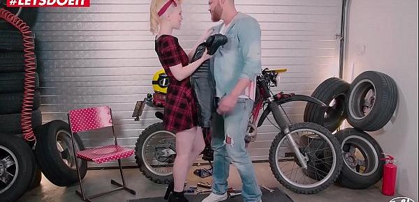  VIP SEX VAULT - Blonde Teen Rides Boyfriends Cock In the Garage